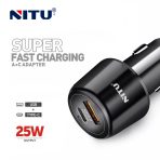 NITU 25W Dual Port Car Charger PD + QC3.0 (USB-A + Type-C) - Image 2