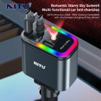 NITU 120W Multi-Port Car Charger with Retractable Cables and LED Ambient Light - Image 5