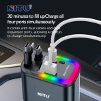 NITU 120W Multi-Port Car Charger with Retractable Cables and LED Ambient Light - Image 6