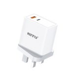 NITU NTC232 PD+QC 20W Dual Port Smart Fast Charging Wall Adapter